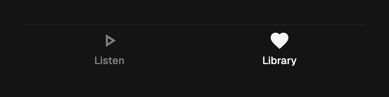 Bottom nav bar with a filled glyph on the current destination