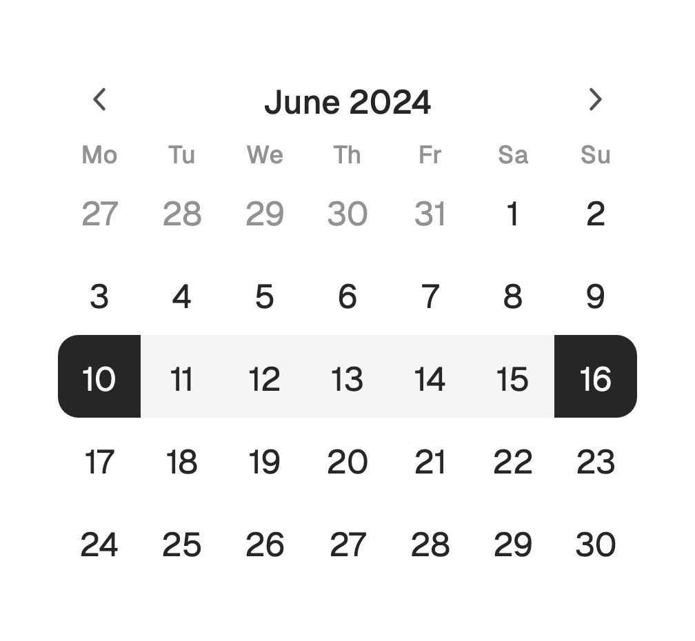 Calendar range