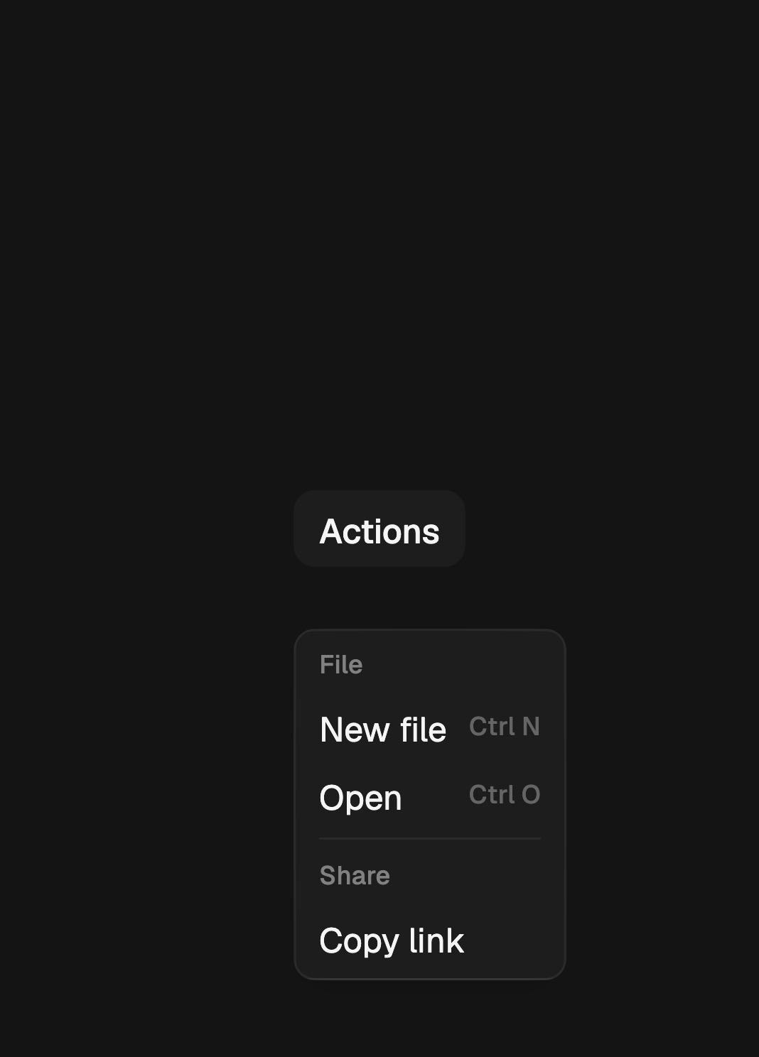 Menu with two groups and a separator