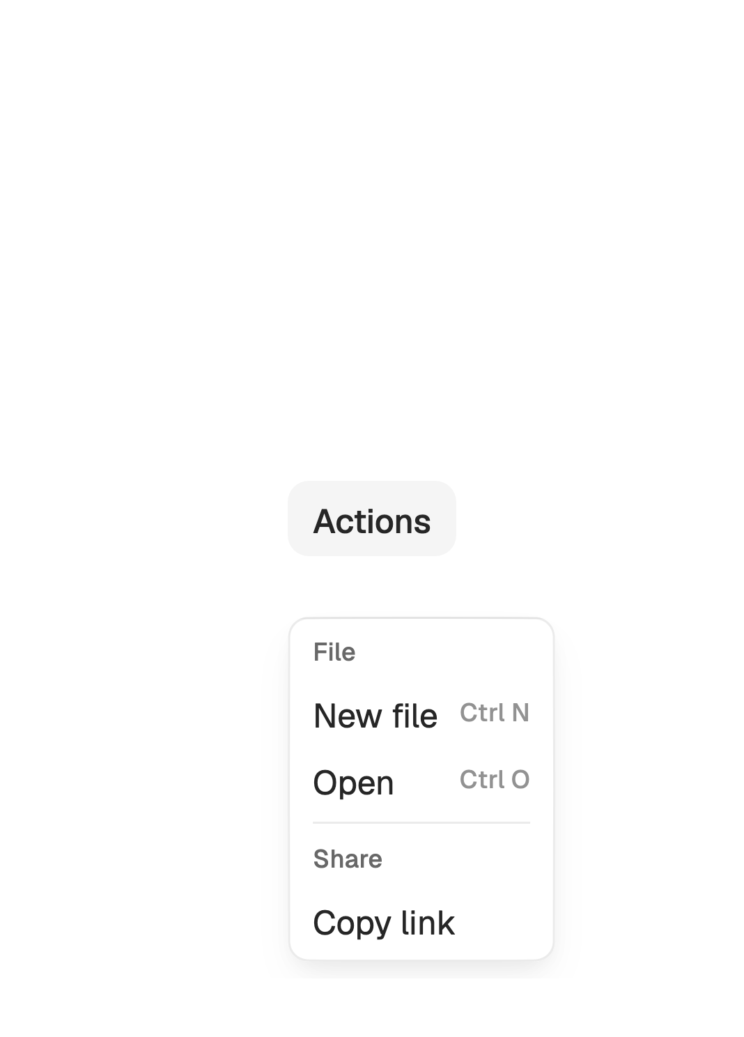 Menu with two groups and a separator